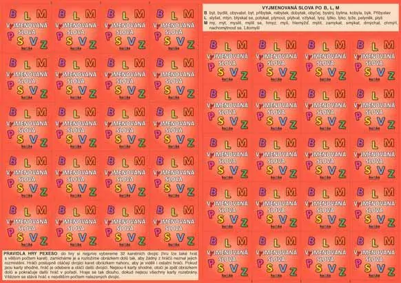 VYJMENOVANÁ SLOVA B,L,M - naučné laminované kartičky