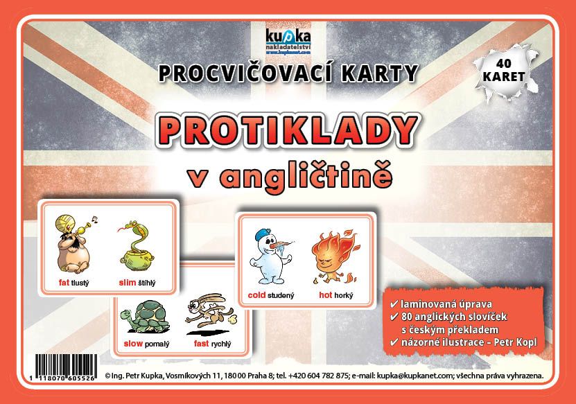 PROTIKLADY v ANGLIČTINĚ - sada 40 karet A6 v plastové krabičce