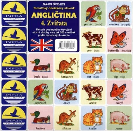 ZVÍŘATA - ANGLICKÉ PEXESO 4 - tematický obrázkový slovník