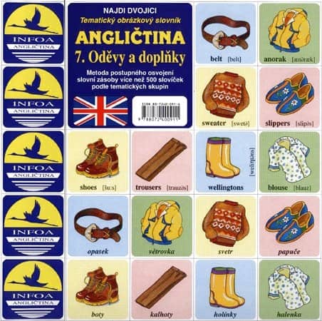 ODĚVY a DOPLŇKY - ANGLICKÉ PEXESO 7 - tematický obrázkový slovník