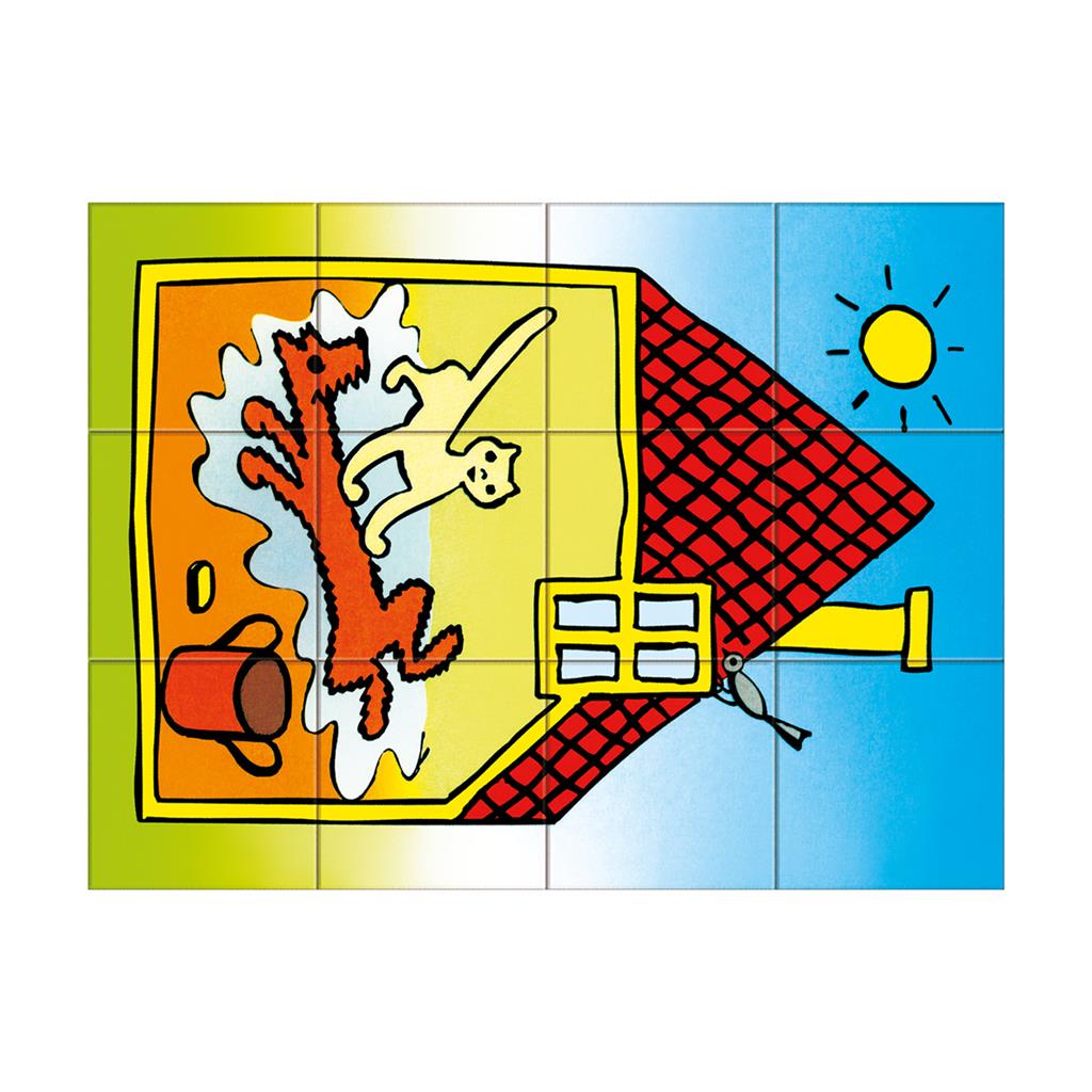 PEJSEK a KOČIČKA - 12 dřevěných kostek