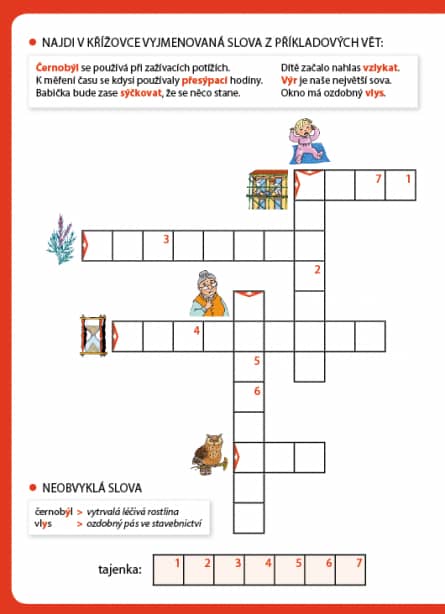 SENZAČNÍ KŘÍŽOVKY PRO DĚTI - VYJMENOVANÁ SLOVA