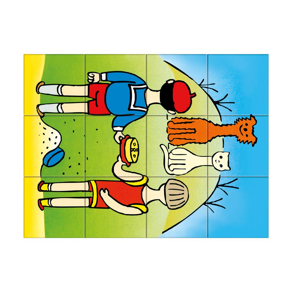 PEJSEK a KOČIČKA - 12 dřevěných kostek