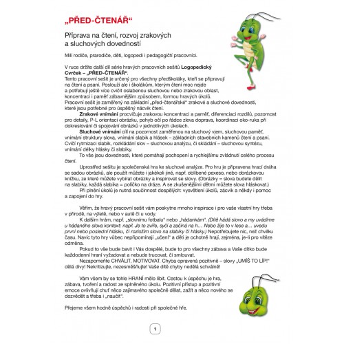 PŘEDČTENÁŘ PŘÍPRAVA na ČTENÍ - pracvoní sešit pro předškoláky (hravé úkoly)