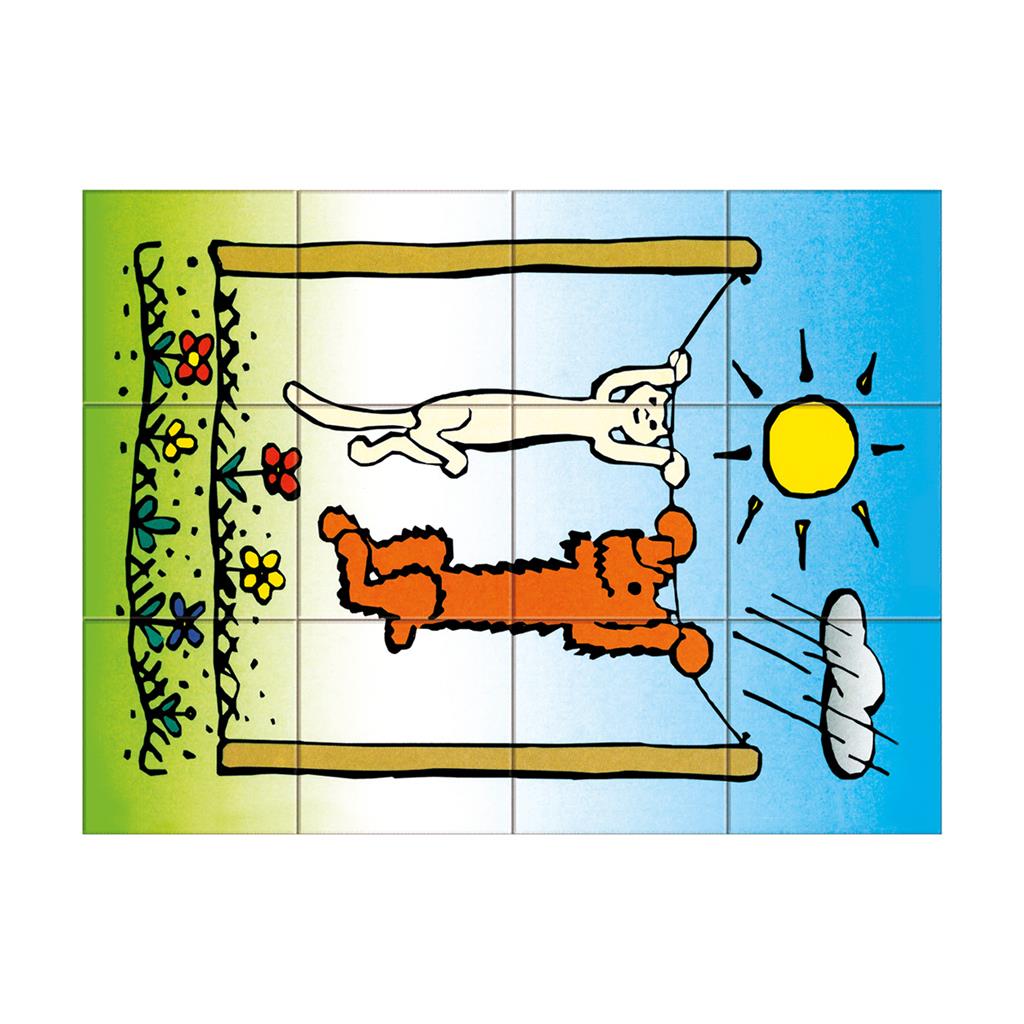 PEJSEK a KOČIČKA - 12 dřevěných kostek