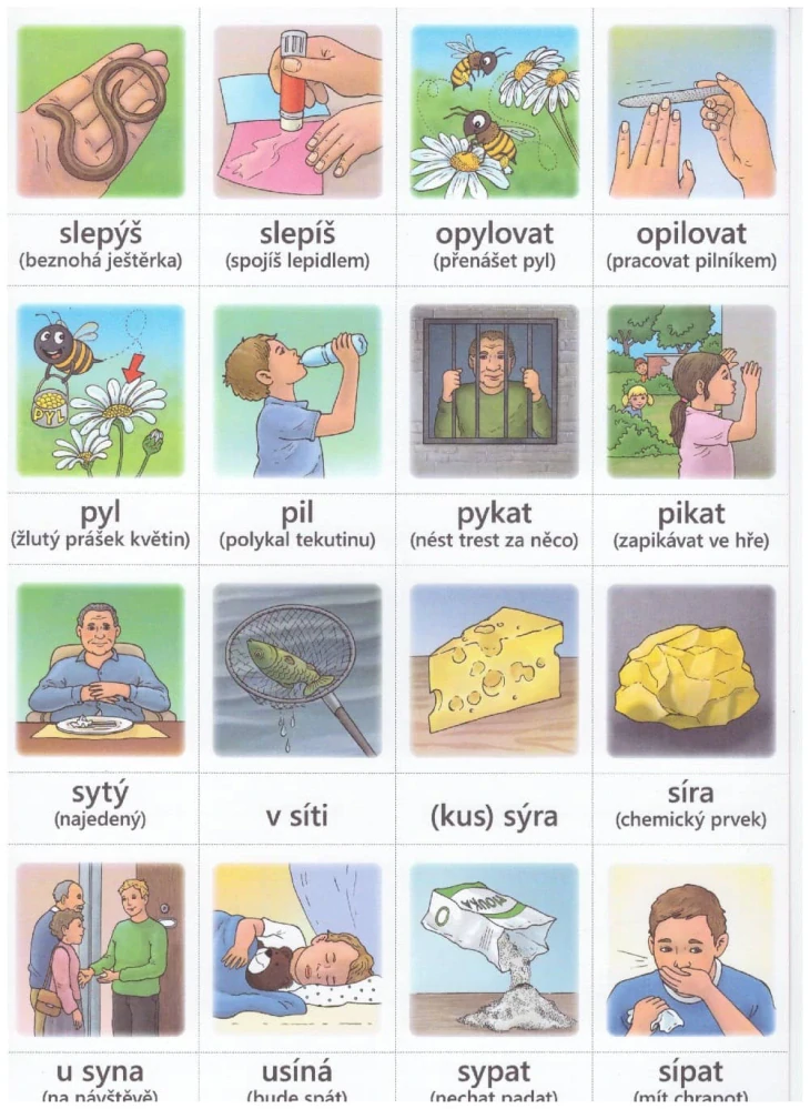 HRY s VYJMENOVANÝMI SLOVY (soubor karet k rozstříhání)