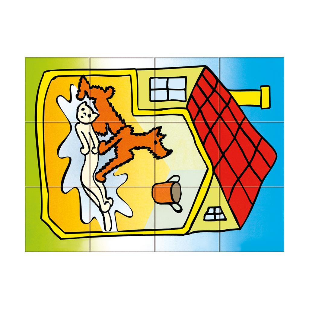 PEJSEK a KOČIČKA - 12 dřevěných kostek