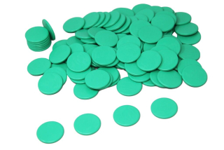 HRACÍ ŽETONY ZELENÉ z recyklovaného plastu - 100 ksú/1 bal.